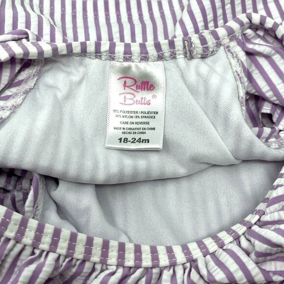 Ruffle Butts Purple and White Stripe Seersucker Two-Piece. Size. 18-24 Months. - Picture 3 of 5